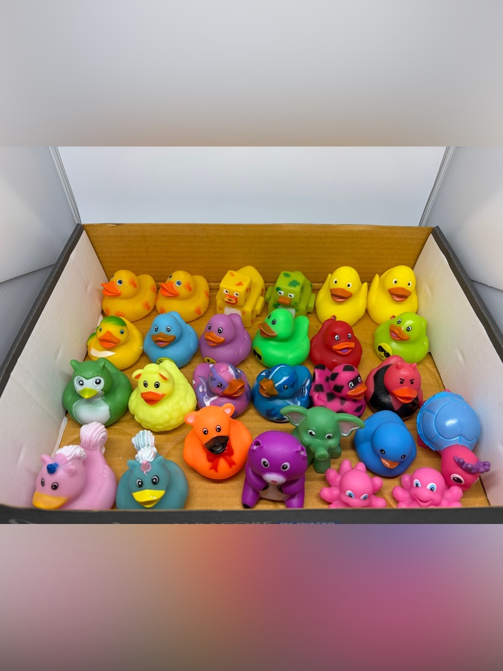 Colorful Rubber Duck Bath Toy Set - Bright Multi-color lot